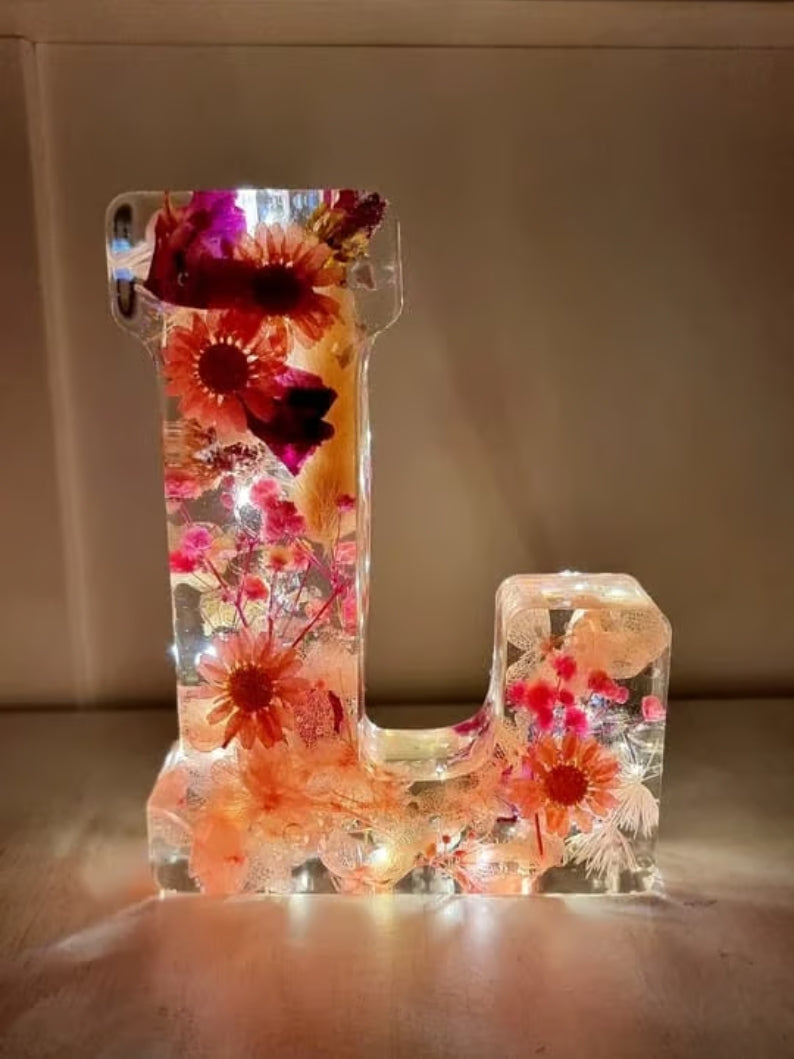 Handmade Floral Resin Night Light ~ Bring artistic light to your home effortlessly.